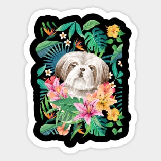 Tropical Brown White Shih Tzu 8 Sticker